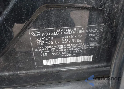 2011 Hyundai Sonata Limited 2.0T from USA, damaged, VIN 5NPEC4AB2BH168779